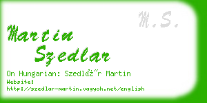 martin szedlar business card